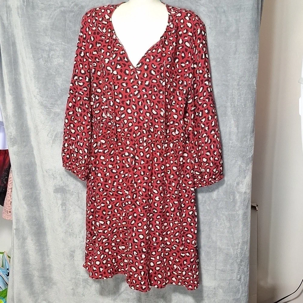 Old Navy Dress Midi Leopard Red